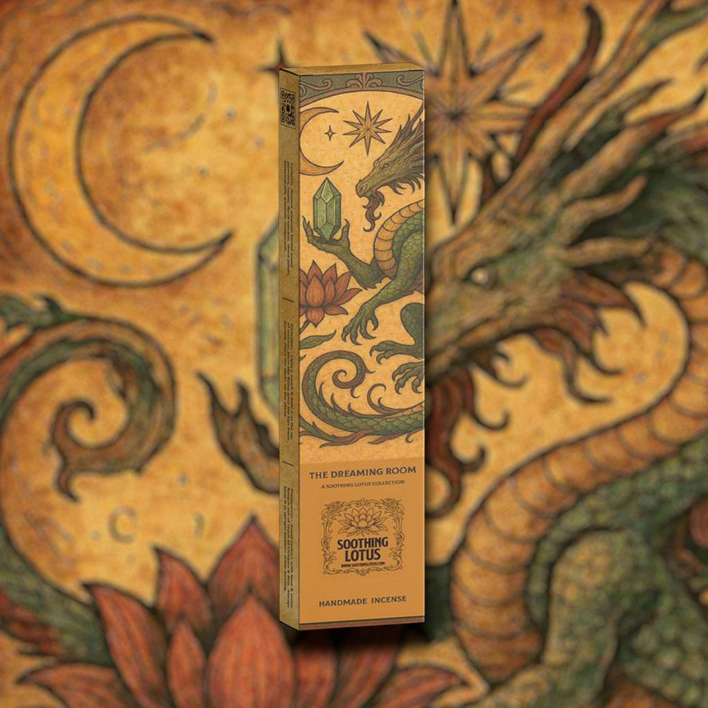 soothing lotus Incense box with dragon design on a decorative background